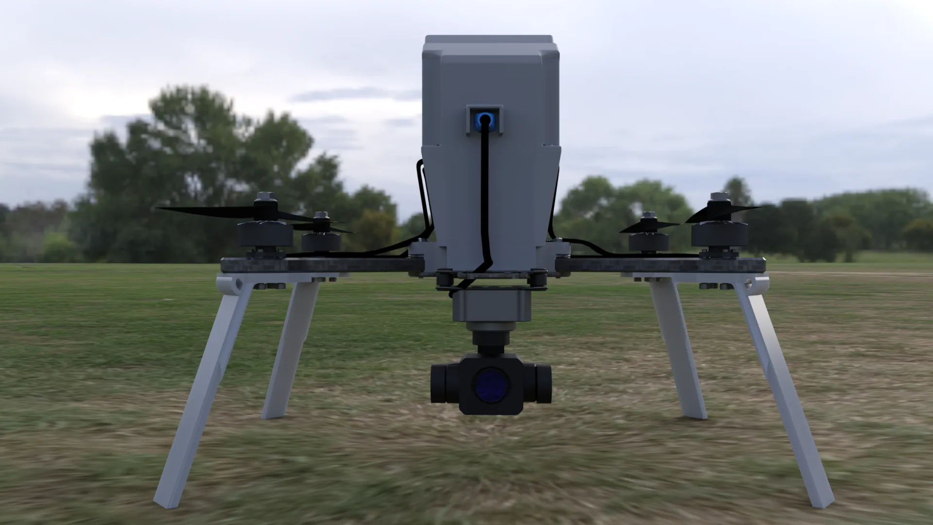 Model-A drone platform — front profile
